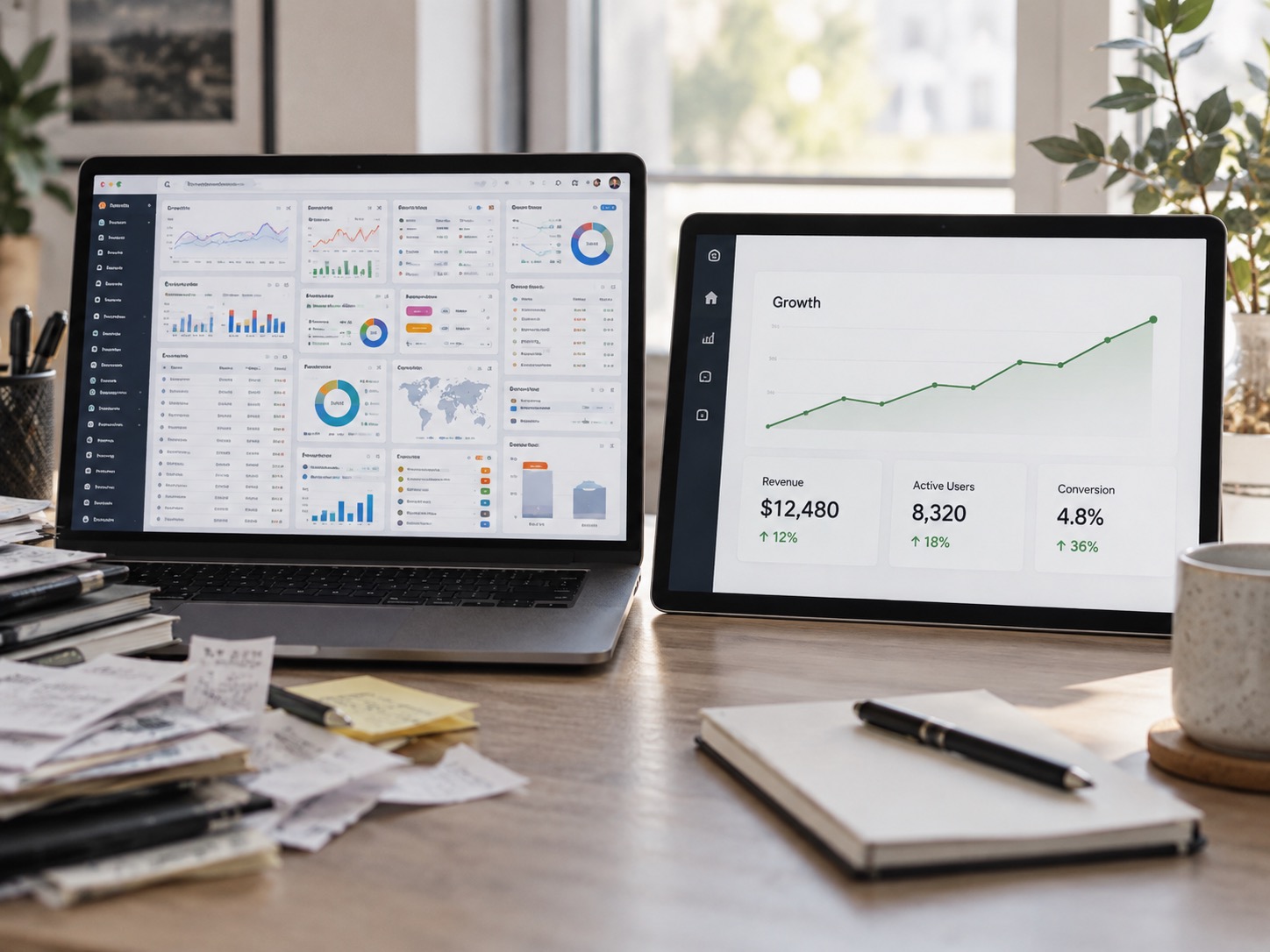 Side-by-side comparison of a CEO dashboard and a plant manager dashboard
