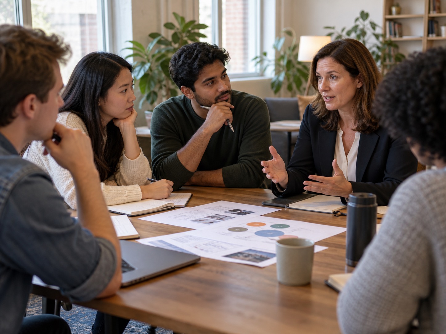 Team engaged in a knowledge-transfer session led by an industry practitioner