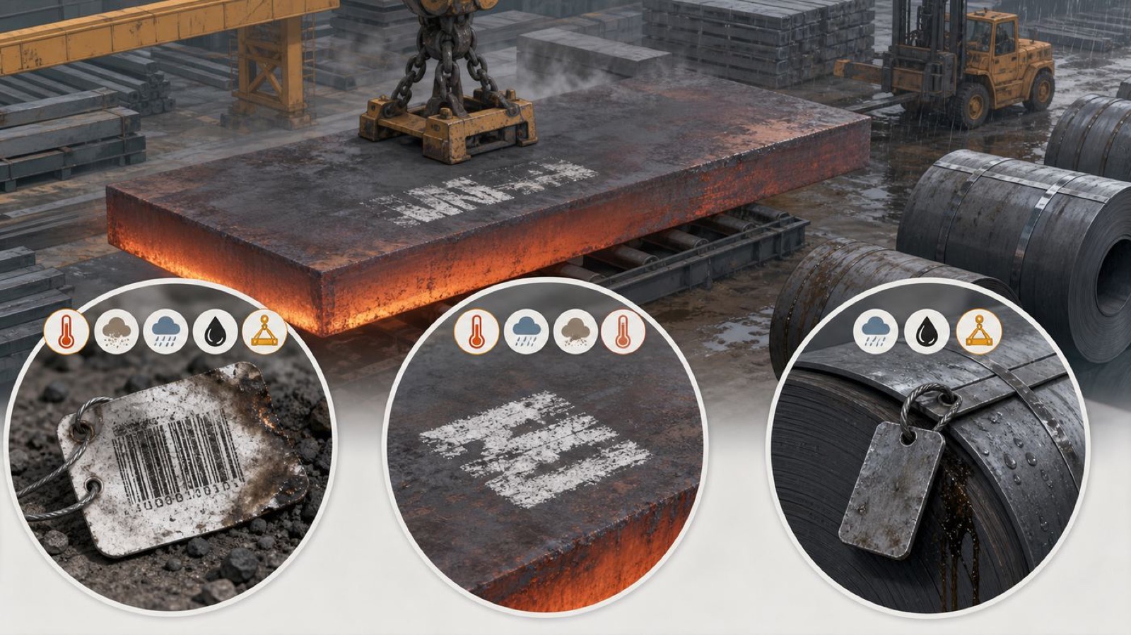 Material identification under harsh steel-yard conditions