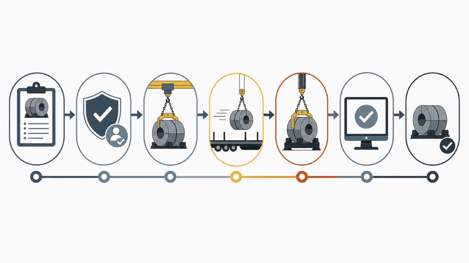 Seven-stage material movement lifecycle